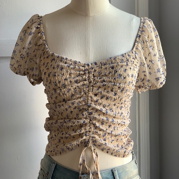 smocked tie front top - Picture 6 of 7